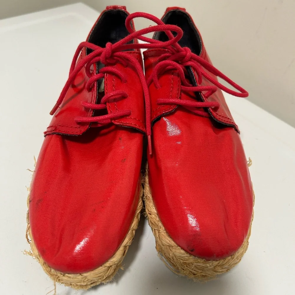 Calvin Klein Keri Espadrille Platform Shoe Red Size 7.5